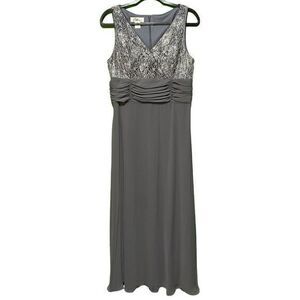 Patra Size 12 Formal‎ Full Length Gray Blue Embellish Mother of Bride Gown Dress